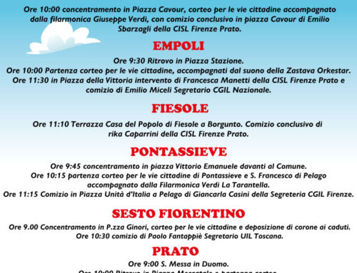 Manifestazioni confederali Cgil Cisl Uil su Firenze e Prato per il 1 maggio 2022